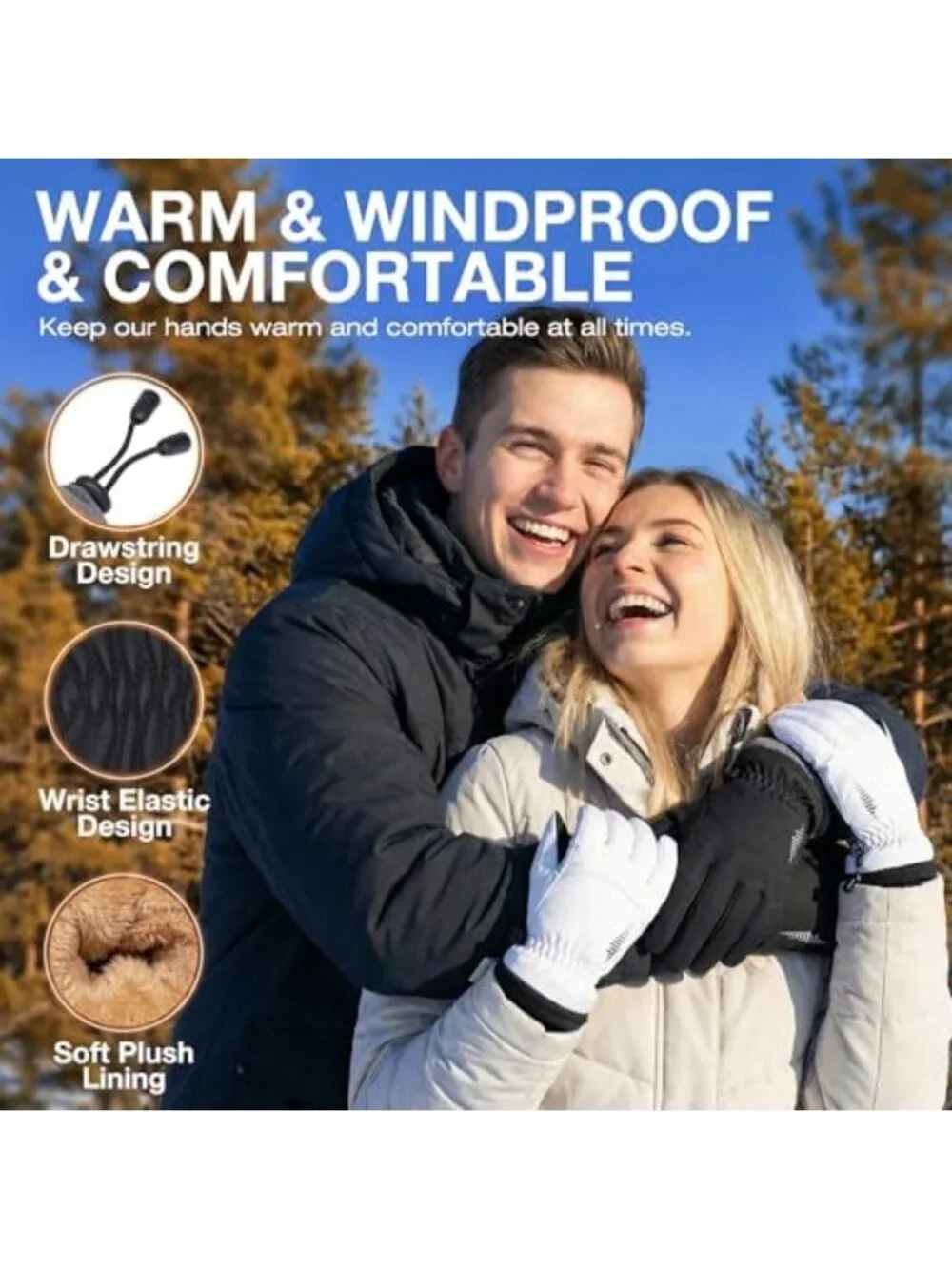 Winter Waterproof Touchscreen Gloves for Men & Women - Warm, Windproof, Thermal